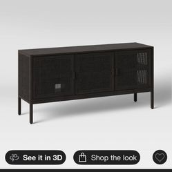 TV Stand,  Boho-chic, Modern, Rattan , Black 