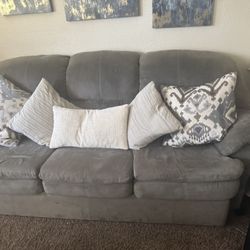 Couch, Love Seat And Matching Foot Stools. 