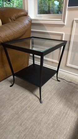 2 Matching Black and Glass End Tables
