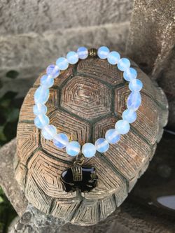 Moon stone bracelet with elephant charm