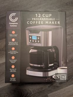Complete Cuisine 12-Cup Programmable Drip Coffee Maker, Stainless Steel, Auto Shut-Off