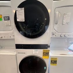 LG White Gas Laundry Center — Single Unit Washer + Dryer