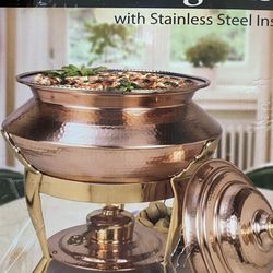 Chafing Dish Copper Hammered New