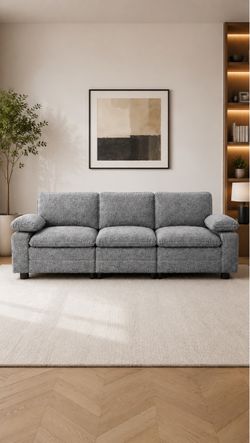 Gray 3-Seat Fabric Sofa couch