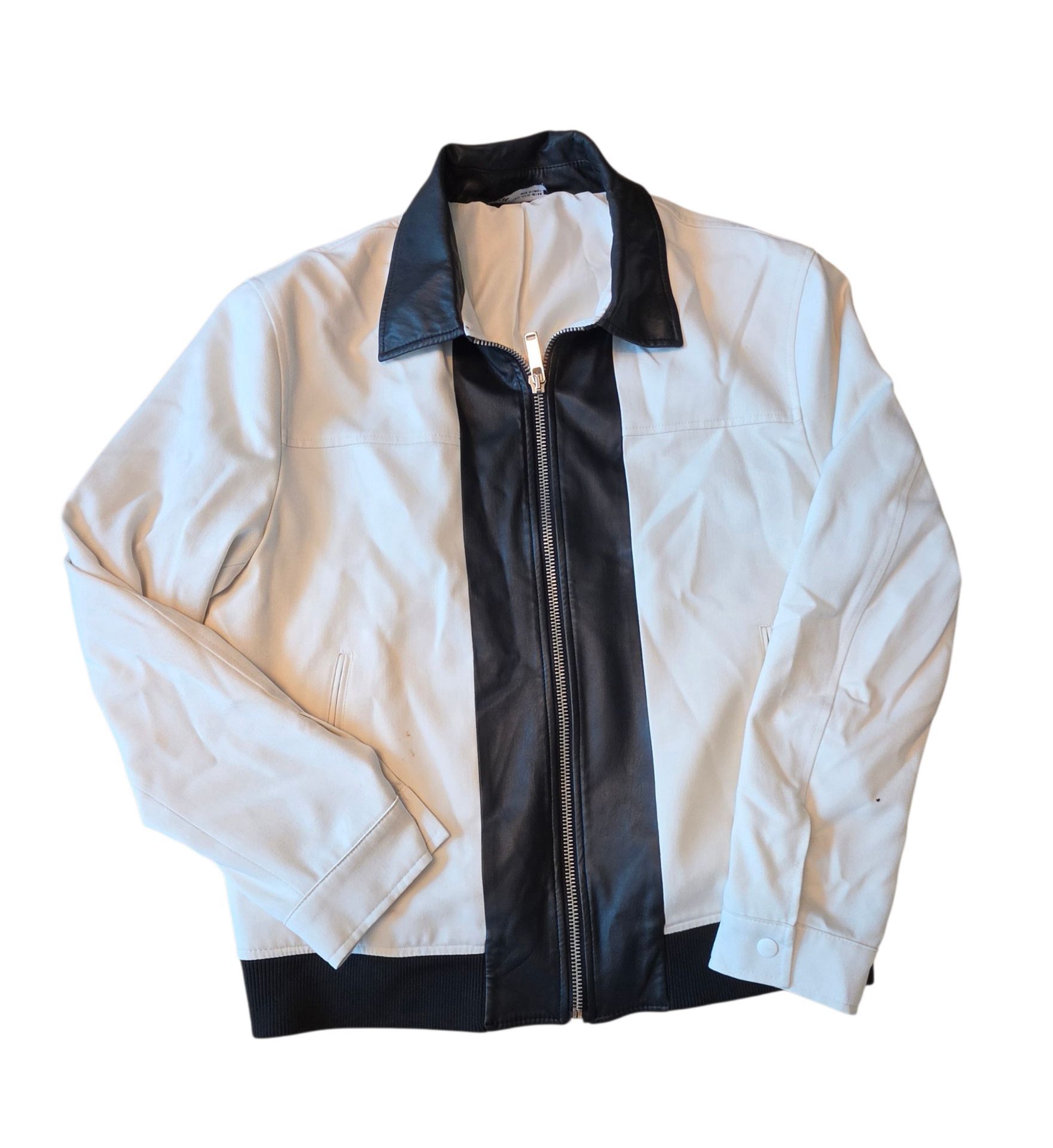 ZARA Contrast Panel Zip Jacket – Size EUR XL / USA XL – White & Black