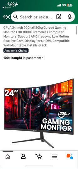 Crua gaming monitor 200hz