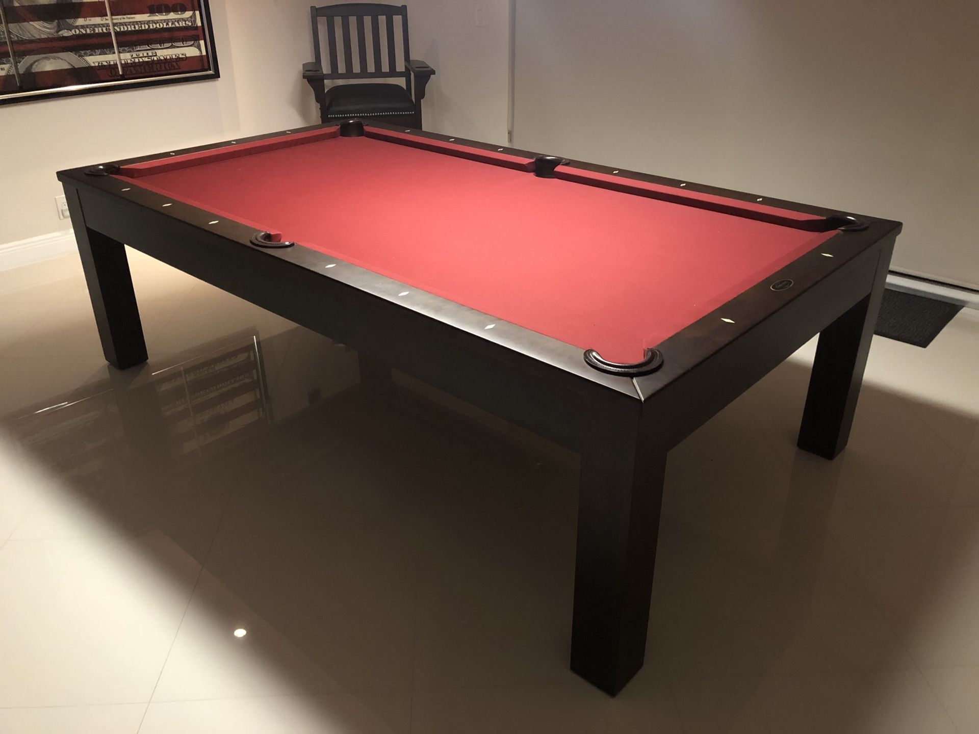 Daylin Dining 8 Pool (Billiards) Table w/ Dining Top - Espresso Finish + 2 Chairs Available