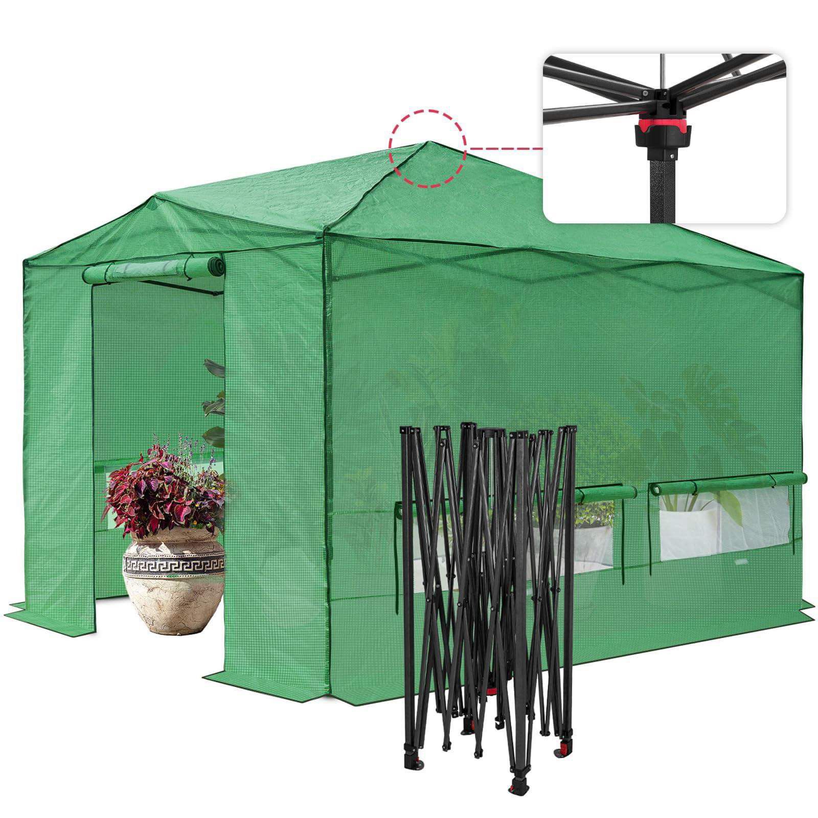 EAGLE PEAK 12x8 Portable Walk-in Greenhouse Instant Pop-up Indoor Outdoor Plant Gardening Green House