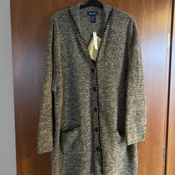 Denim & Co Long Sleeve Button Up Long Cardigan Sweater 3XL