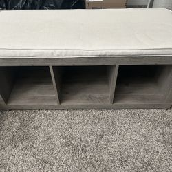 Rustic Storage Bench with Cushion – 3 Cubby Organizer