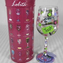 NEW w/Tag Lolita Hand Painted “Mommy’s Time Out!” Wine Glass