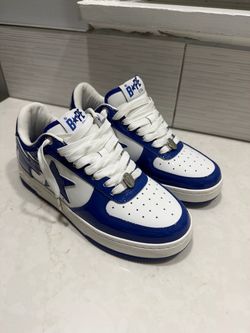 Authentic BAPE Bapesta Patent Leather White/Blue – Size 8.5