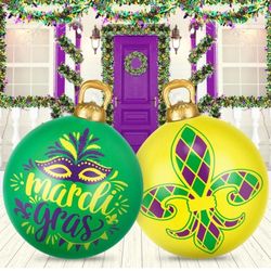 2PCS Mardi Gras Decorations Giant Inflatable Ball 24 Inch PVC