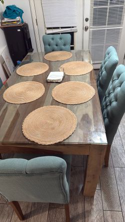 Kitchen table With Glass And 6 Chairs
