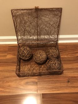 Wire mesh basket and grass balls