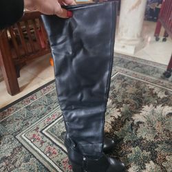 Guess Black Leather Over Knee Heeled Boots Size 7.5