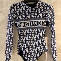 Christian Dior Blue and White Monogram Bodysuit