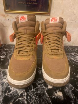 9 men Nike Air Force 1 Mid Tan Orange Sneakers
