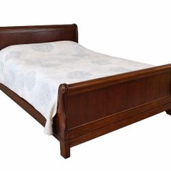 Queen Sleigh Bed Frame - Cherry Wood