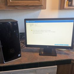Dell desktop computer and HP 20" monitor