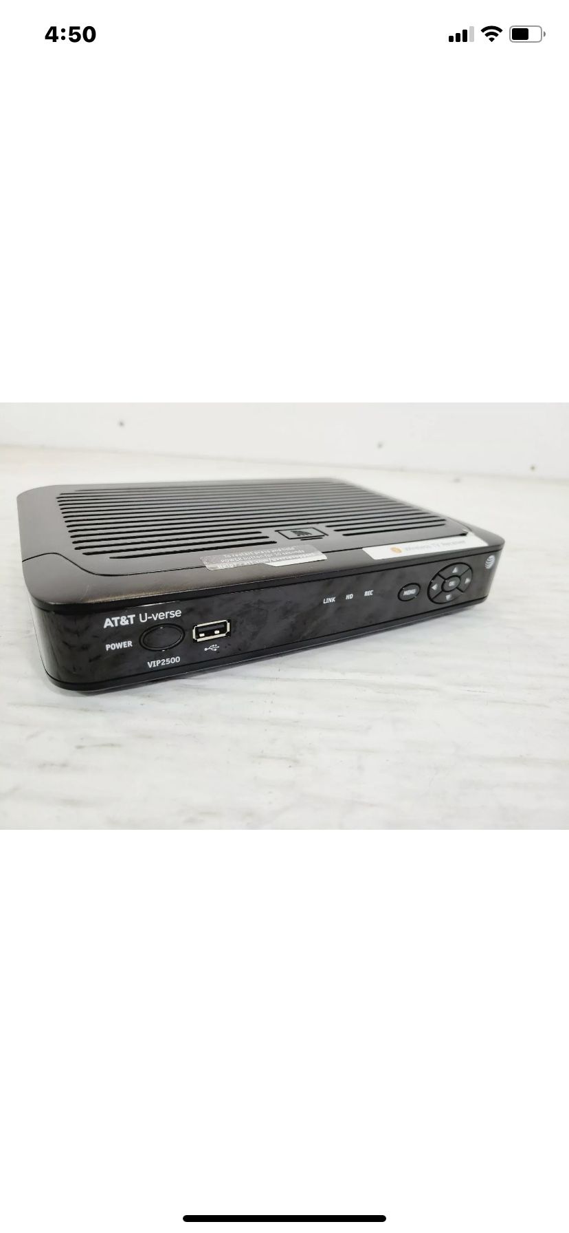 AT&T U-Verse TV Wireless Receiver Arris VIP 2500 w/ AC Adapter Power Cord