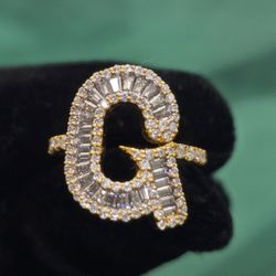INTIAL "G" VVS D MOISSANITE YELLOW GOLDAND 925 STERLING SILVER
