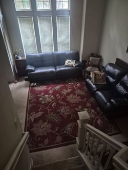Two Piece Leather sofa & Rug