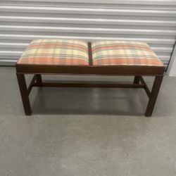 Henkel Harris Double Cushion Stool Bench Window Seat Mahogany Nice! Used in good condition with minor cosmetic blemishes. These blemishes are in the f