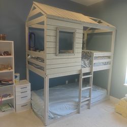 Deer Blind Twin Rustic Gray House Bunk