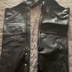 Black Leather Chaps - 2x -like New