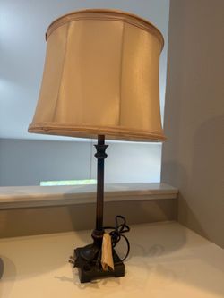 2 Bronze Table Lamp with Cream Shade
