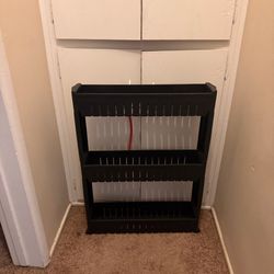 Narrow plastic storage shelf
