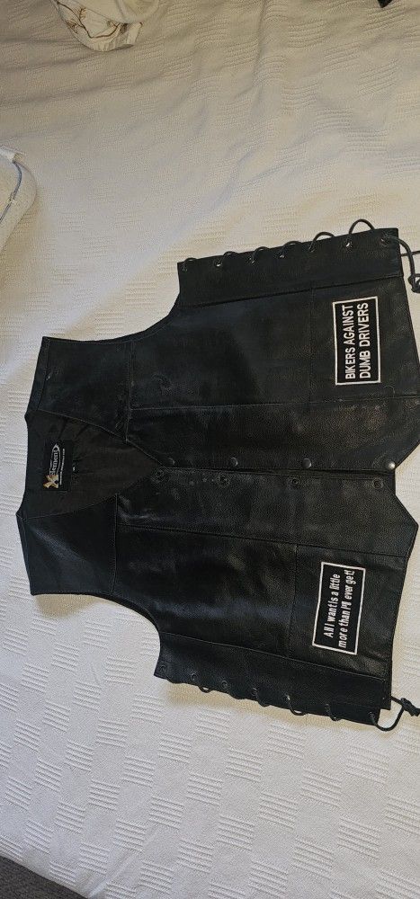 Motorcycle Leather Vest Size Xl
