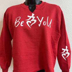 Red BeYoU Sweatshirt Custom Cut Youth Size Medium