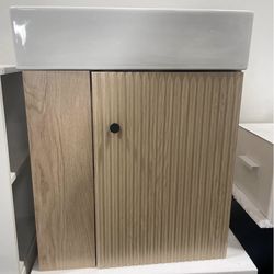 Assembled New Floating Bathroom Vanity with Sink Combo 22" Wall Mounted Cabinet with Wood Stripes