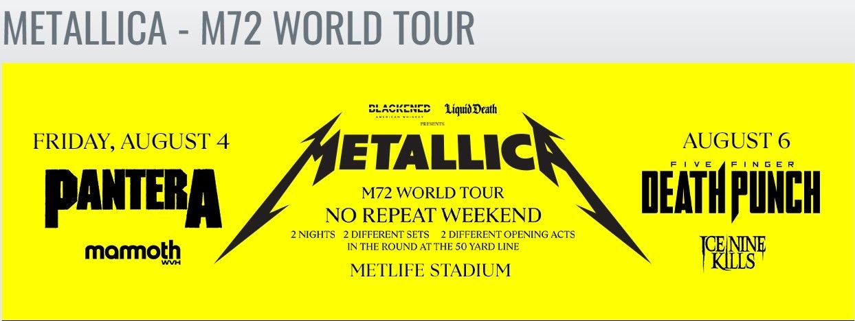 Metallica: M72 World Tour 2 Day Ticket - "FRANTIC" EARLY-ENTRY GA PACKAGE