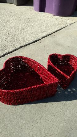 2 Heart shaped basket holders