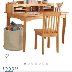 Real Natural Solid Wood Desk Chair Set For Kids 