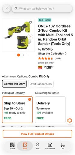 Ryobi 18V ONE+ 2-Tool Combo Kit PCL1207N