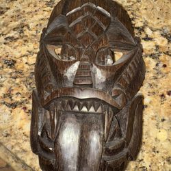 Wooden hand carved tribal mask 