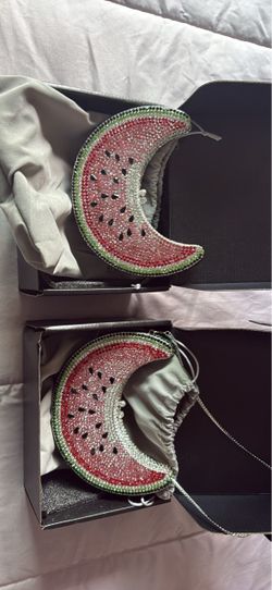 Rhinestone Watermelon Slice Clutch Purse