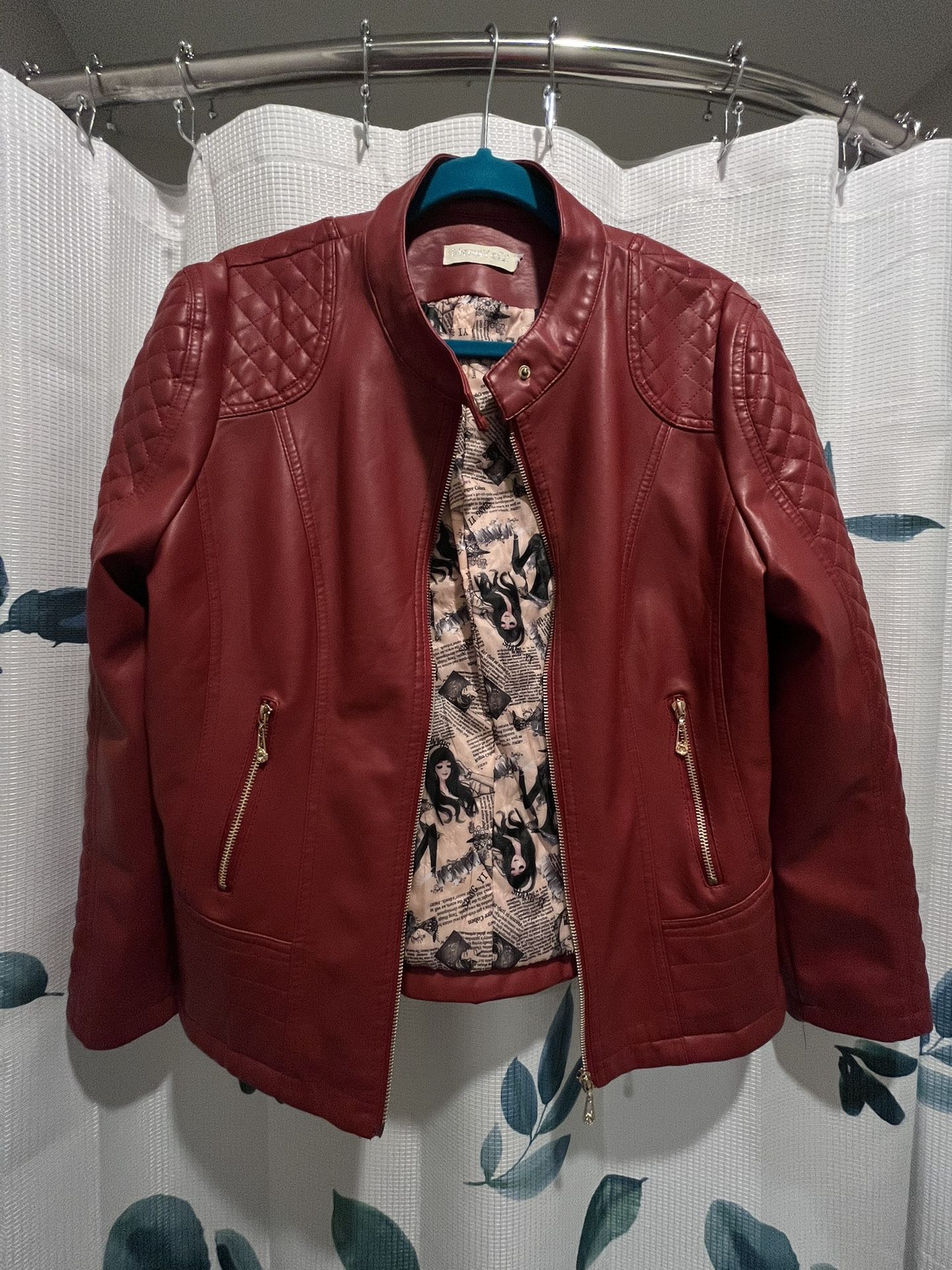 Red  Leather Like Jacket