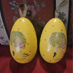 EASTER LOT OF 3 TIN CAN EASTER EGGS 5"X3"/8"x6"  