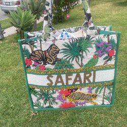 Tote Purse Bag Safari Colorful Beaded Summer 