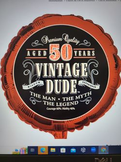 Metalic Ballon Vintage Dude . Age 50 Years 