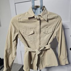 VINTAGE LACOSTE CORDUROY LONG SLEEVE ZIP-UP SHIRT 