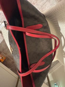 Coach Signature Tote Bag Brown Red