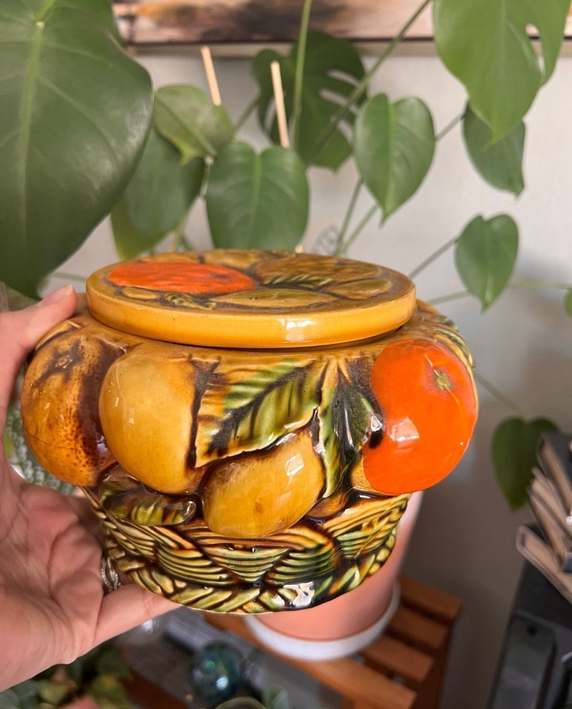 Orange Yellow Ceramic Container Jar