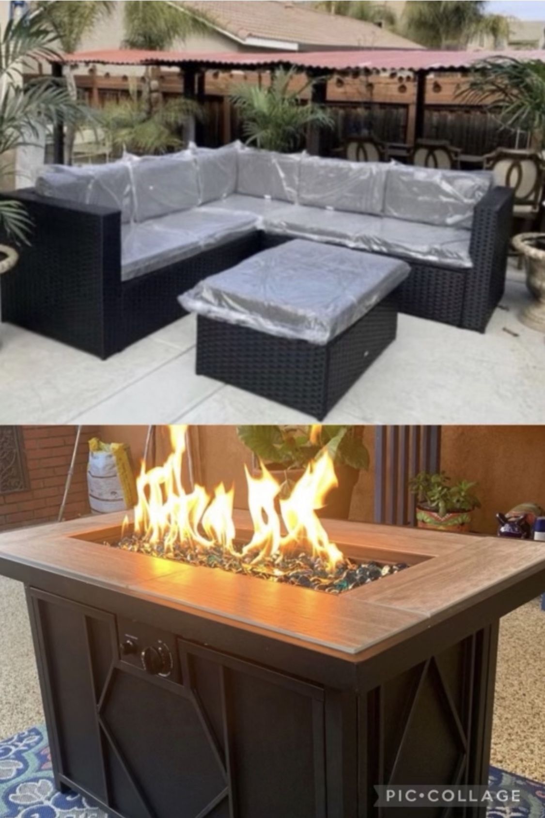 Patio Outdoor Furniture Set With Fire Pit Propane 42” 60000 BTU 