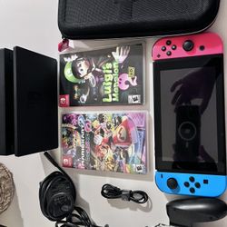 Nintendo Switch With Games And Case 